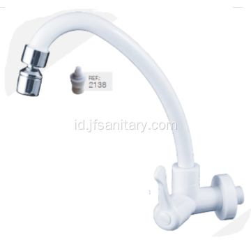 Gooseneck Putar Faucet ABS White Sink Ketuk